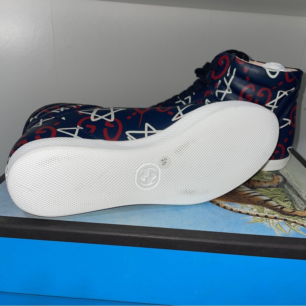 Gucci Ghost Logo High-top Star Leather Sneakers - Picture 10 of 12